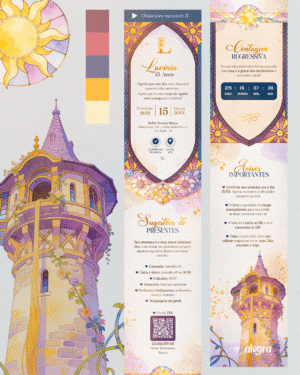 Convite 15 Anos Rapunzel | Digital Interativo Estendido